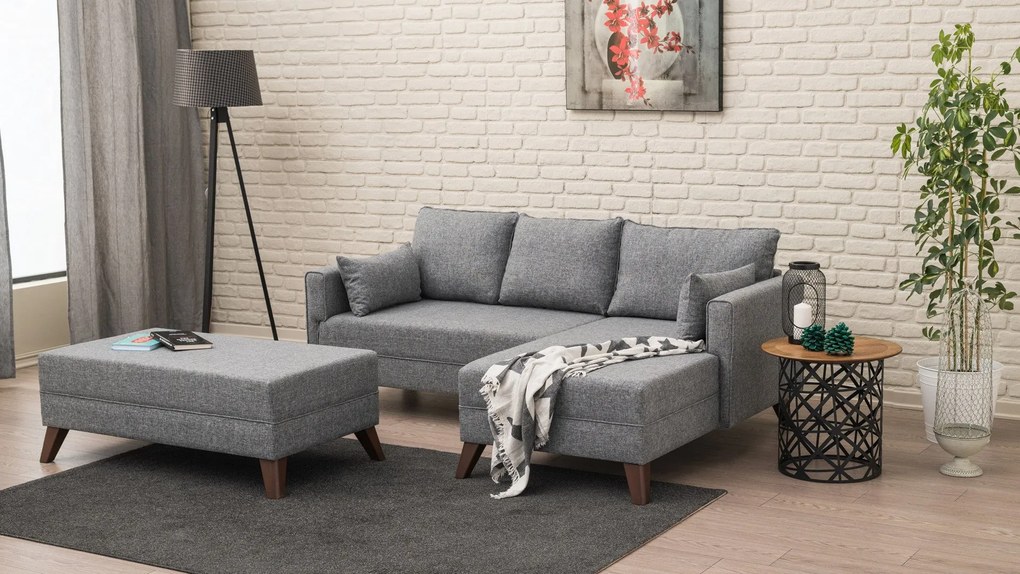 Sofá-Cama de Canto Bella – Cinzento – 205 x 85 x 140 cm