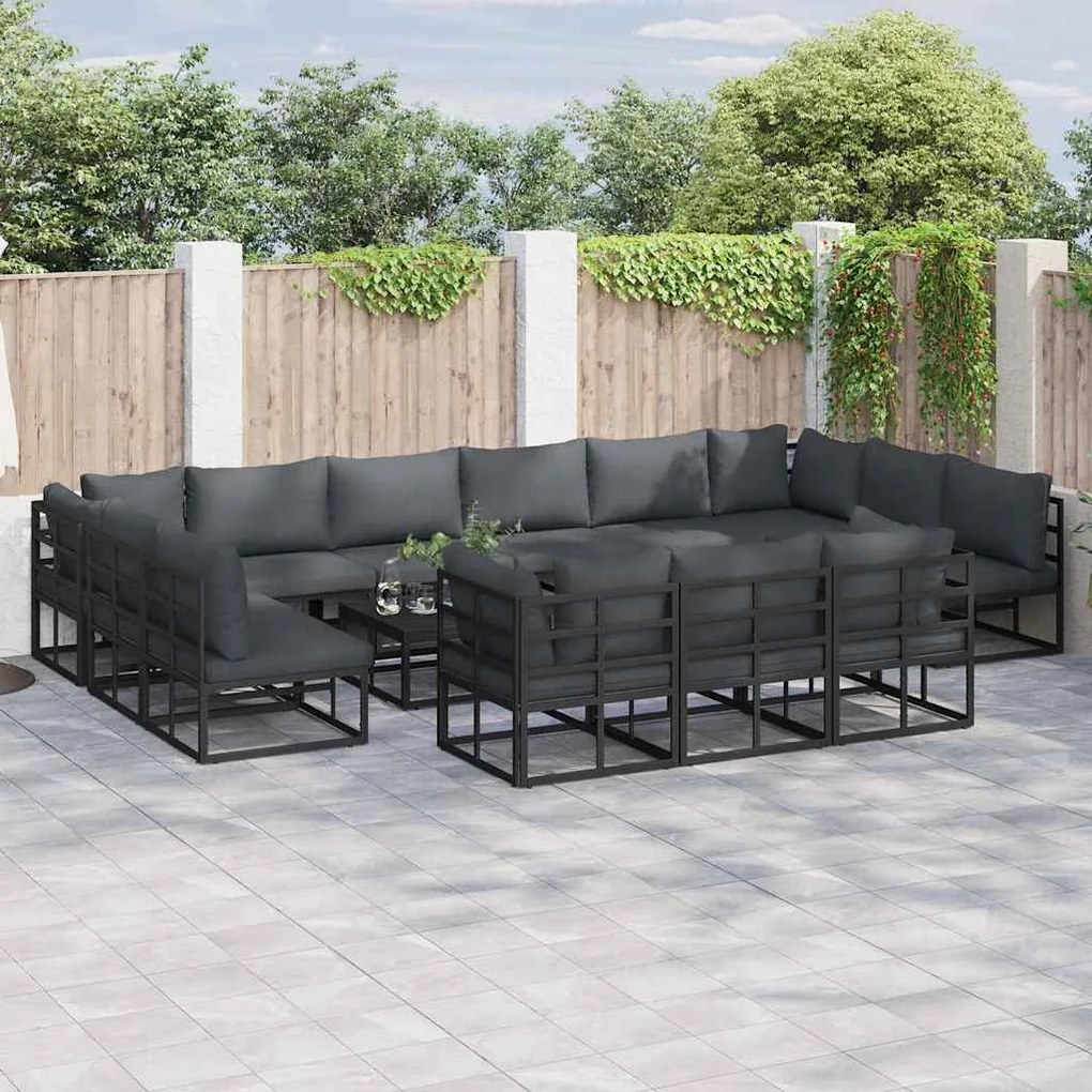 vidaXL Conjunto de Sofá de Jardim 13 pcs Preto 423 x 211,5 x 71 cm