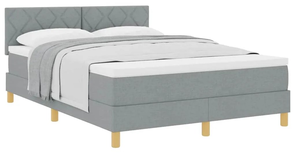 Cama Box Spring com Colchão Cinza Claro 140x200 cm Tecido