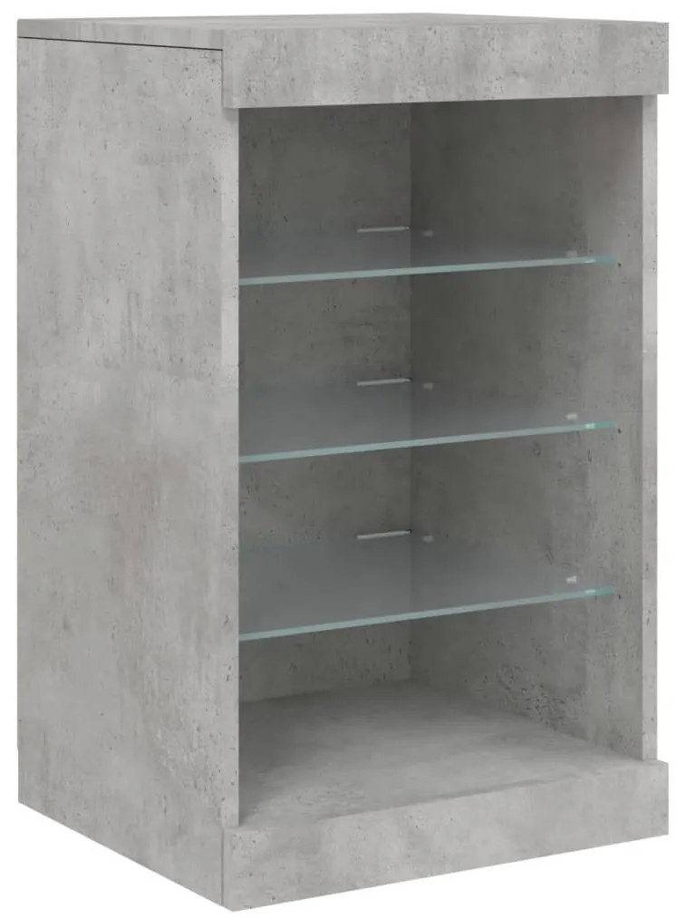 Aparador com luzes LED 41x37x67 cm cinzento cimento