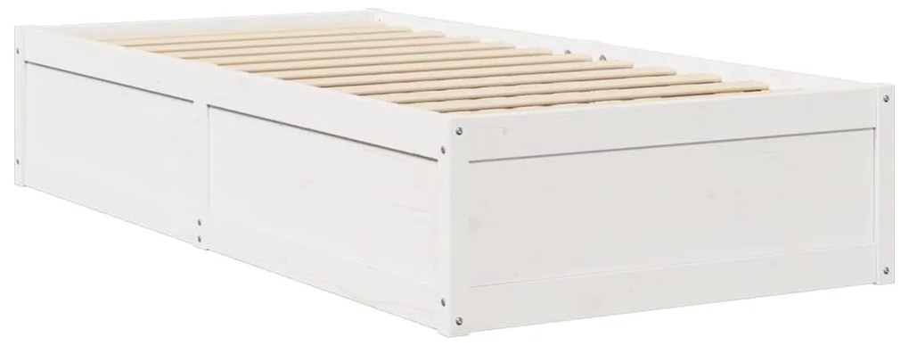 Cama com colchão 90x200 cm madeira de pinho maciça branco