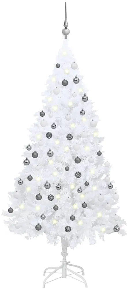 vidaXL Árvore Natal artificial pré-iluminada c/ bolas PVC branco