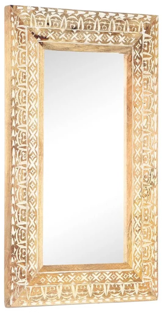 vidaXL Espelho esculpido à mão 80x50x2,6cm madeira de mangueira maciça