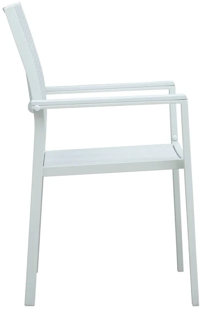 Cadeiras jardim 4 pcs plástico branco aspeto vime