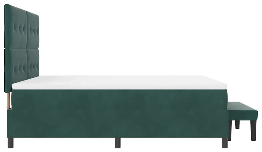 Cama Box Spring com Colchão e Banco Verde Escuro 180x200 cm Veludo