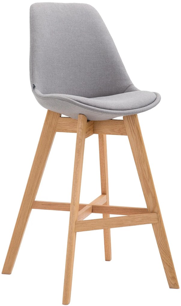 Banco de bar Cannes em tecido e com estrutura de Cor Natural 48 x 112 x 56 cm Cinzento