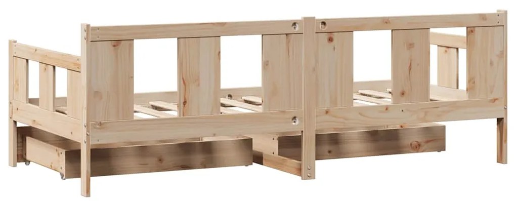 Sofá-cama com gavetas 90x200 cm madeira de pinho maciça