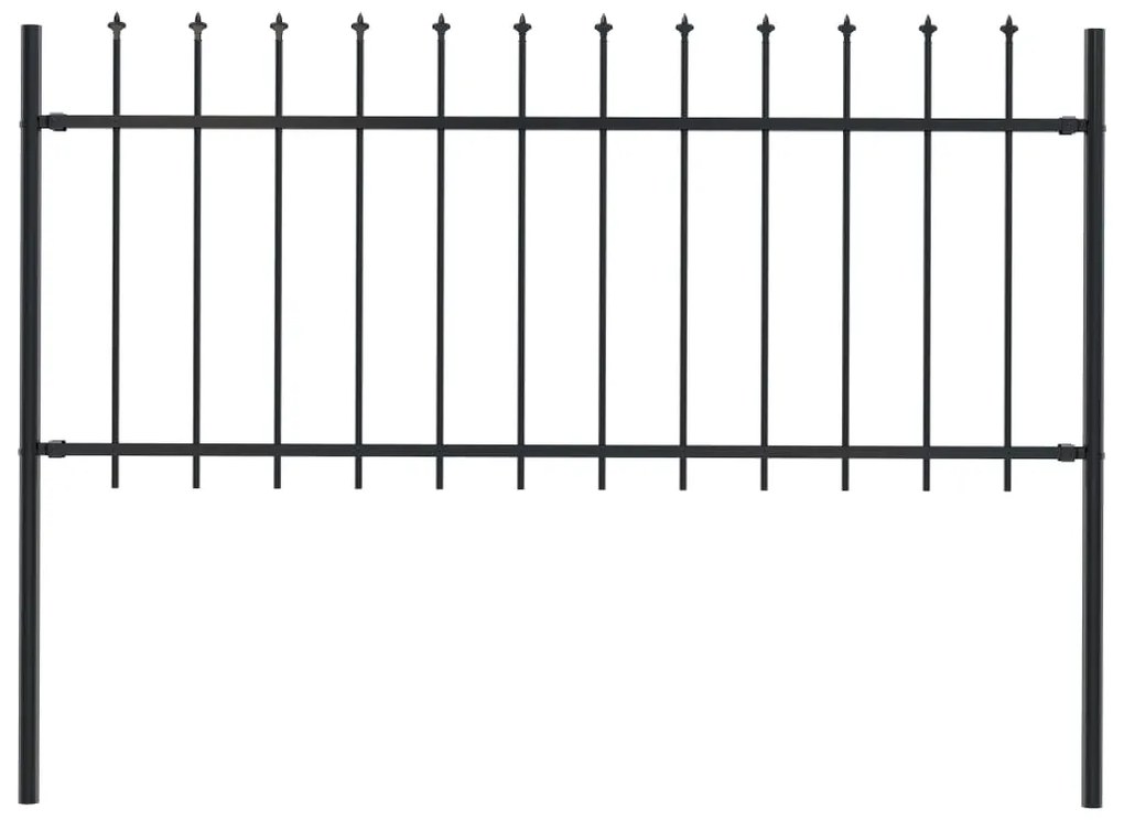 vidaXL Cerca de jardim com topo em forma de lança em aço 181x80 cm, preta