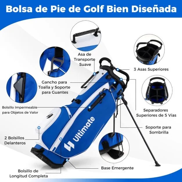 Conjunto completo de tacos de golfe para homem com bolsa de suporte. Inclui driver #1 460CC, madeira #3, híbrido, ferros #5#6#7#8#9#P#S e taco Azul