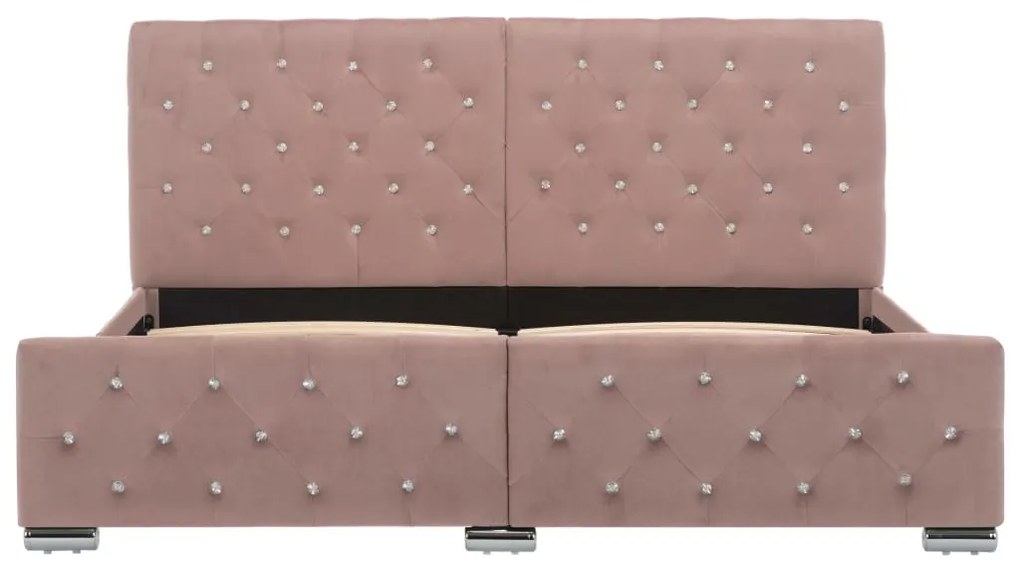 Estrutura de cama 160x200 cm veludo rosa