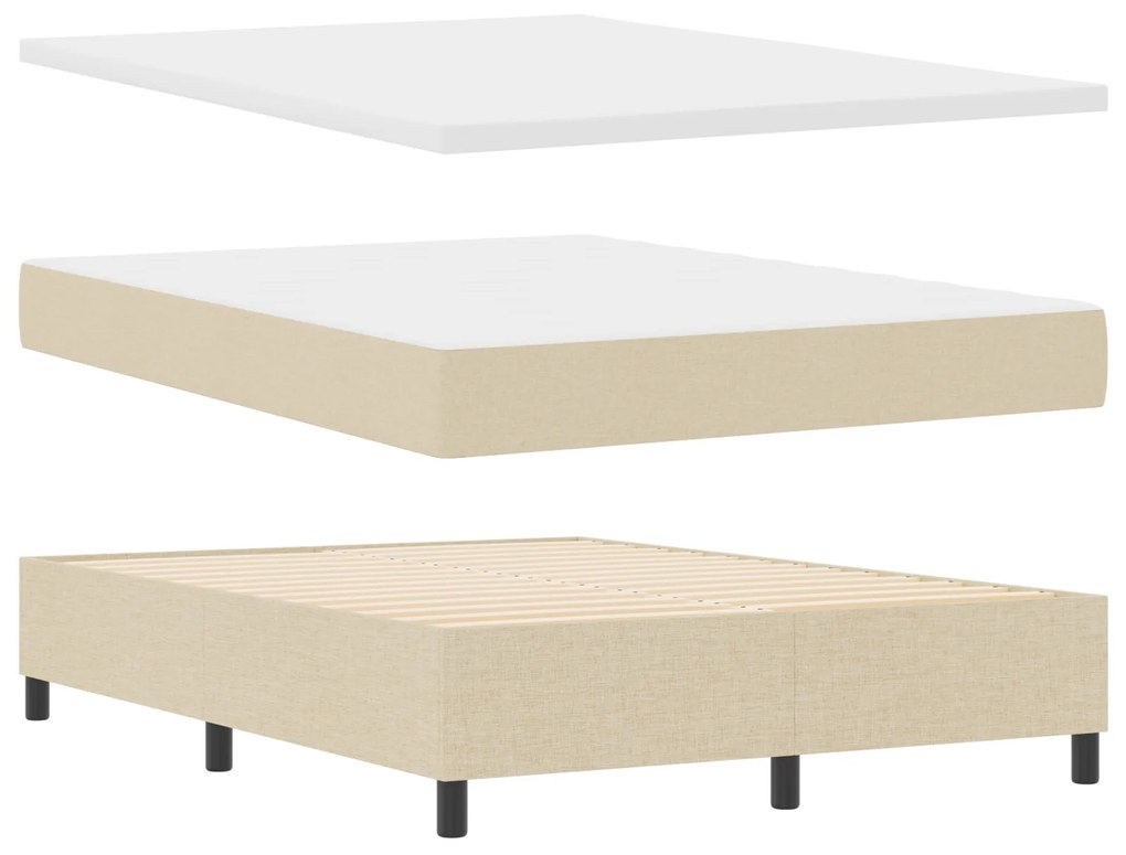 Cama Box Spring com Colchão Creme 140x200 cm Tecido