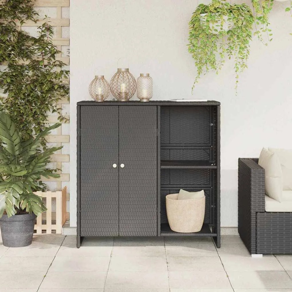 Armário de Armazenamento Preto 100 x 36 x 102 cm em Rattan