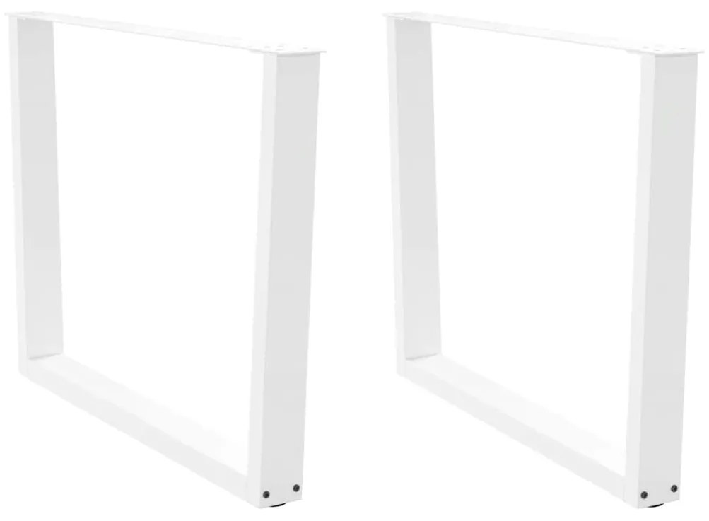 Mesa de jantar pernas 2pcs forma V 100x(72-73,3)cm aço branco