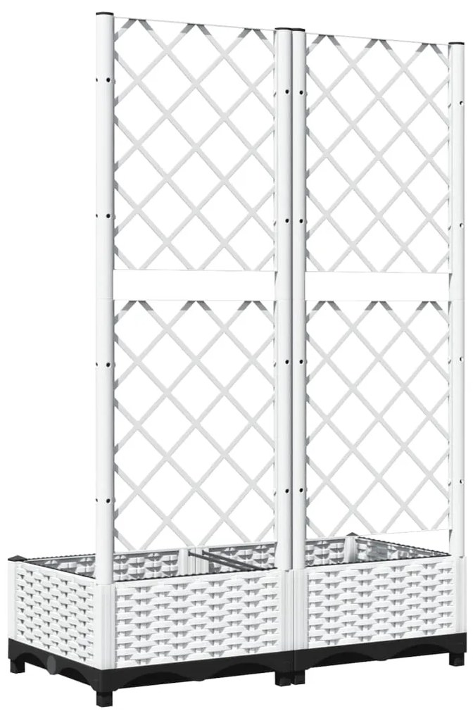 Vaso/floreira de jardim c/ treliça 80x40x121,5 cm PP branco