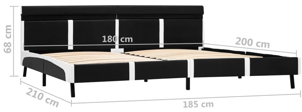 Estrutura de cama c/ LED 180x200 cm couro artificial preto