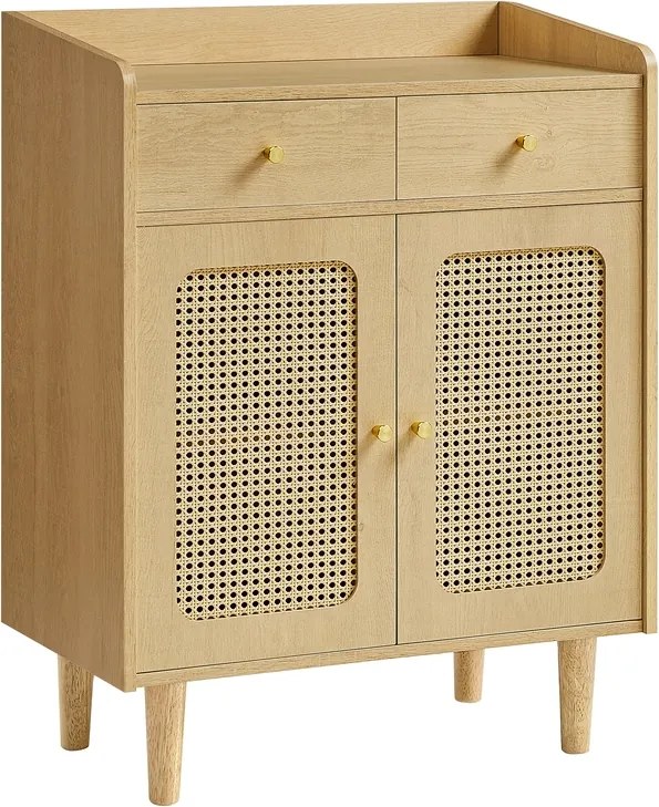 Aparador com portas em estilo Rattan 40 x 70 x 90 cm Coleção BOHOVEN bege carvalho