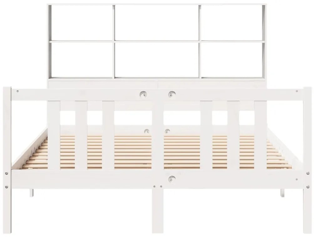Cama com estante sem colchão 150x200 cm pinho maciço branco