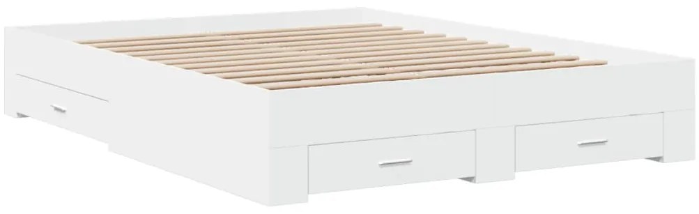 Estrutura de cama c/ gavetas 160x200cm derivados madeira branco