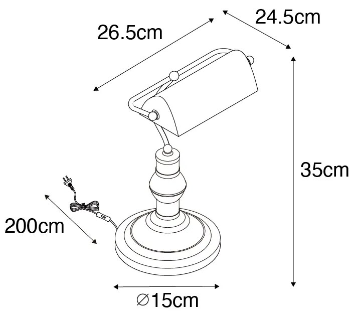 Candeeiro de mesa clássico/candeeiro de notário latão - Banker Clássico / Antigo