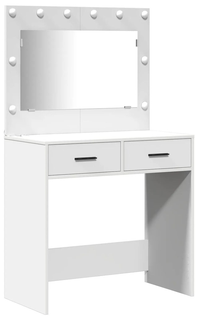Conjunto de Mesa de Maquiagem com LED Madeira Branca