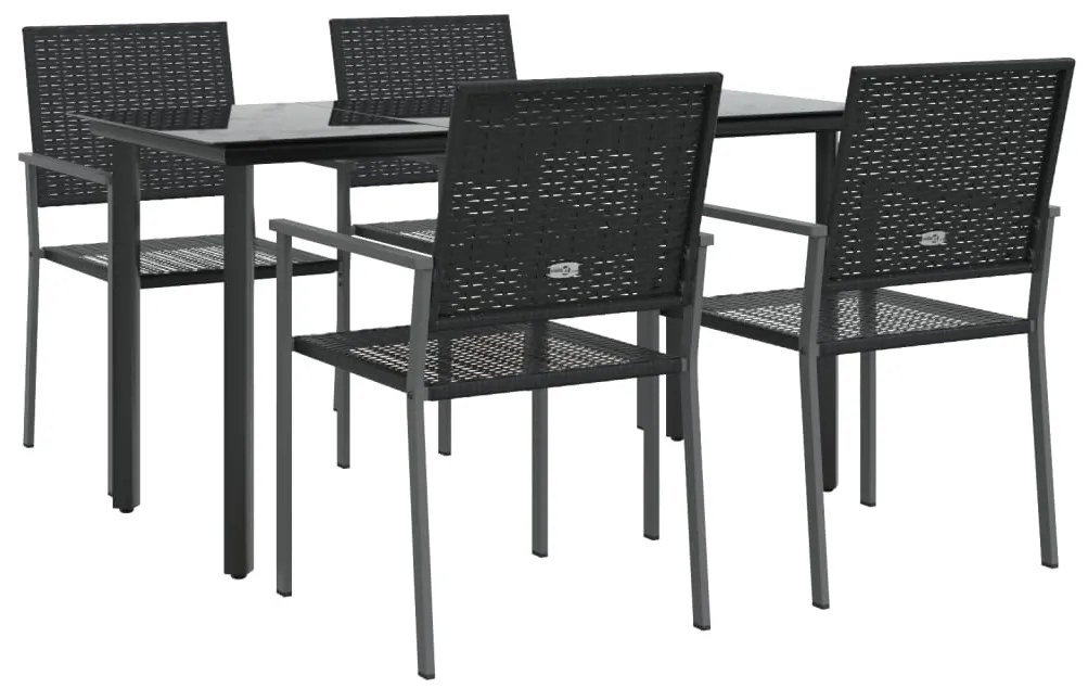 5 pcs conjunto de jantar p/ jardim vime PE e aço