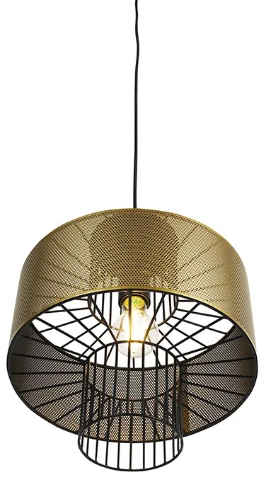 Candeeiro de suspensão design dourado com preto 30 cm - Tess Design
