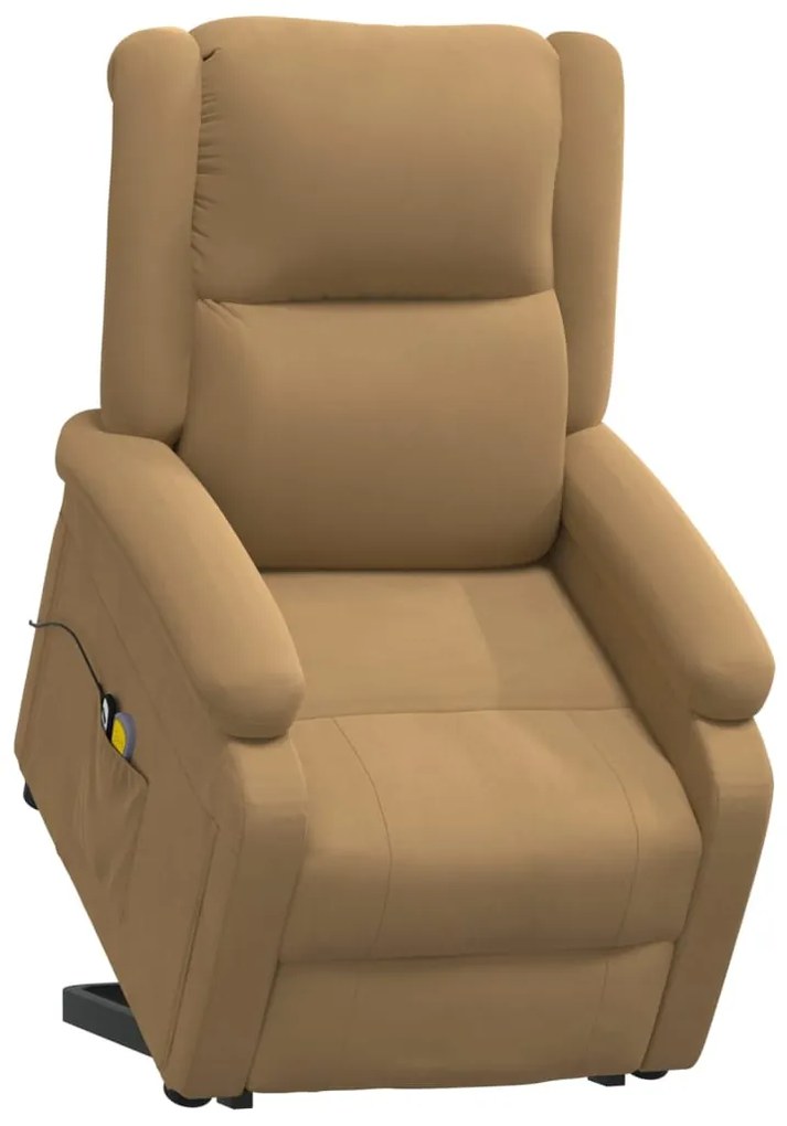 Poltrona elevatória de massagens veludo castanho
