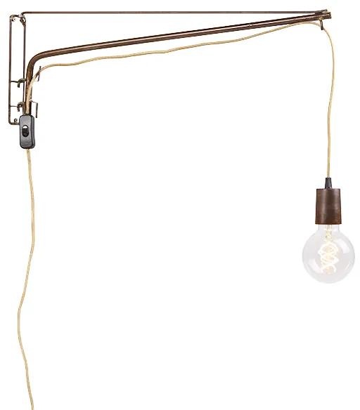 Luminária de parede ferrugem com cordão de ouro ajustável 60 cm - Gancho Industrial,Country / Rústico