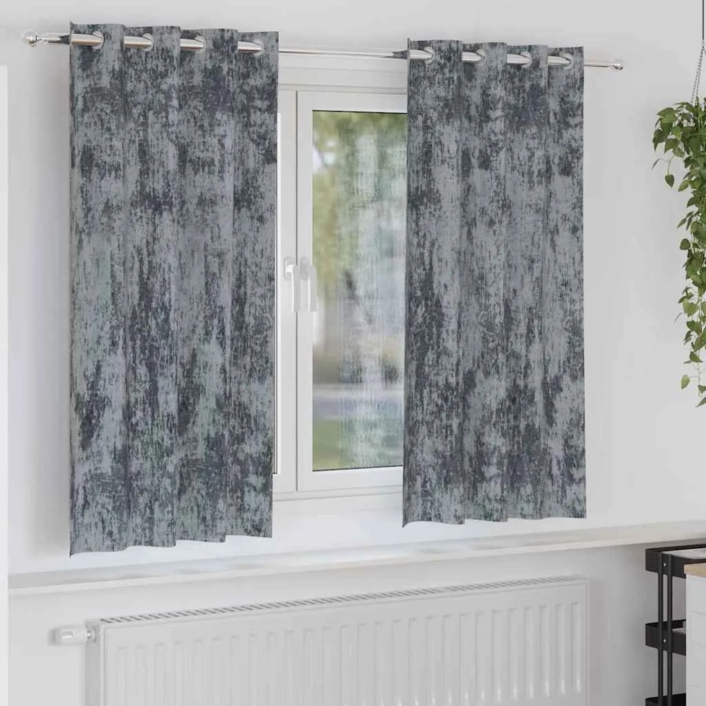 Cortinas de Veludo 2 Peças com Ilhós Cinza Prata 140x175 cm