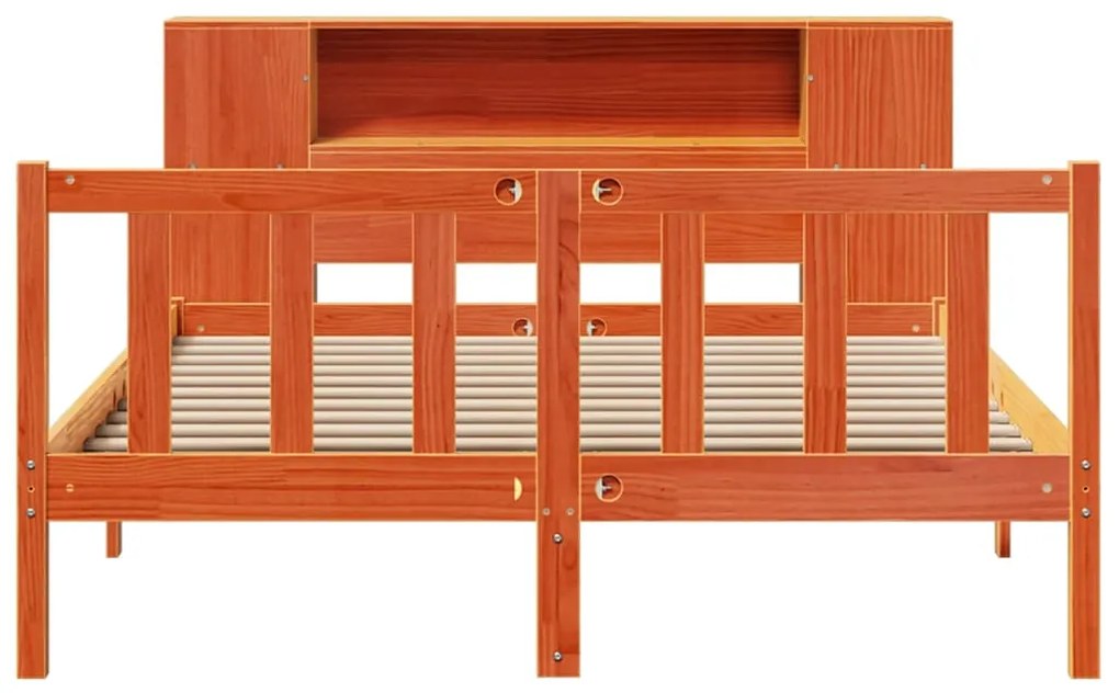 Cama c/ estante sem colchão 120x200cm pinho maciço castanho-mel