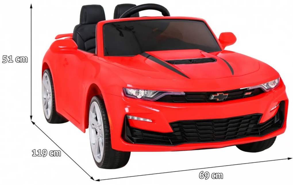 Carro elétrico para Crianças 12V Chevrolet CAMARO 2SS Rodas de EVA, Assento de couro Vermelho