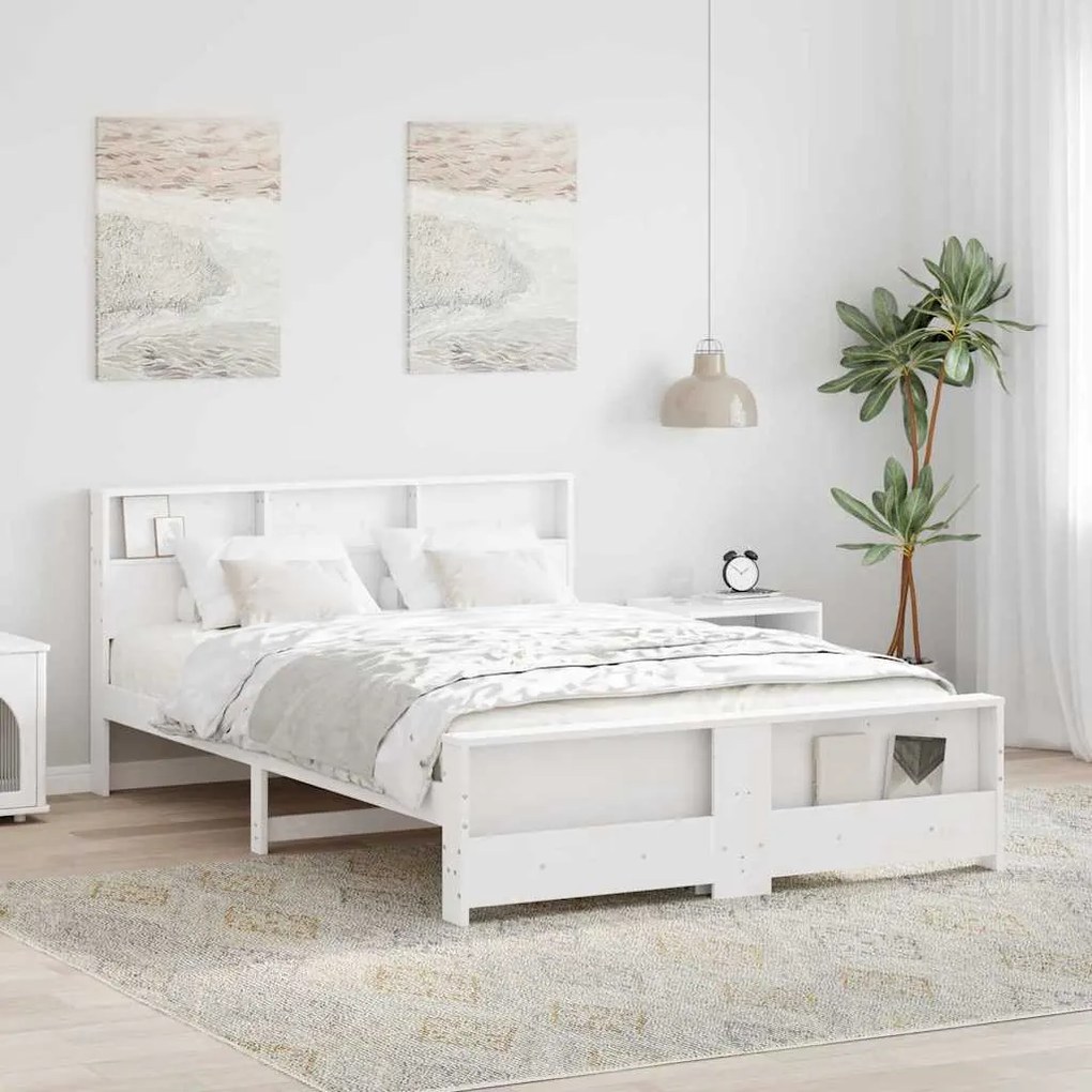 vidaXL Estrutura da Cama Branco 140 x 200 cm Madeira de pinho maciça
