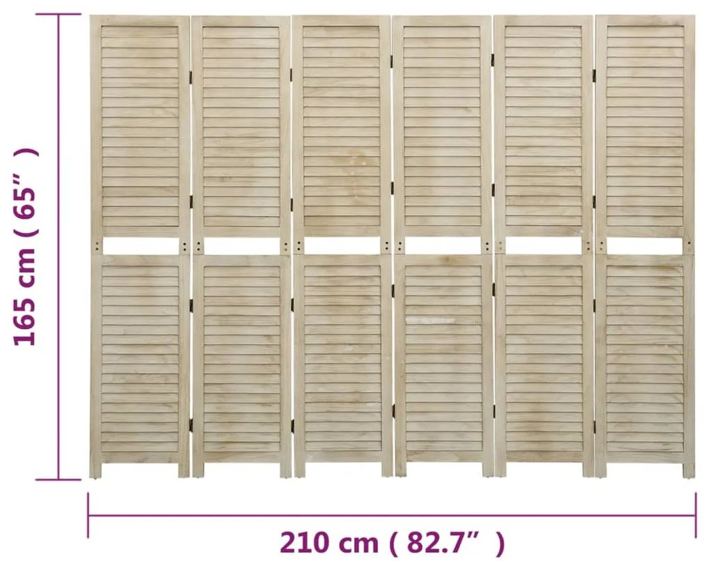 Biombo com 6 painéis 210x165 cm madeira de paulownia maciça
