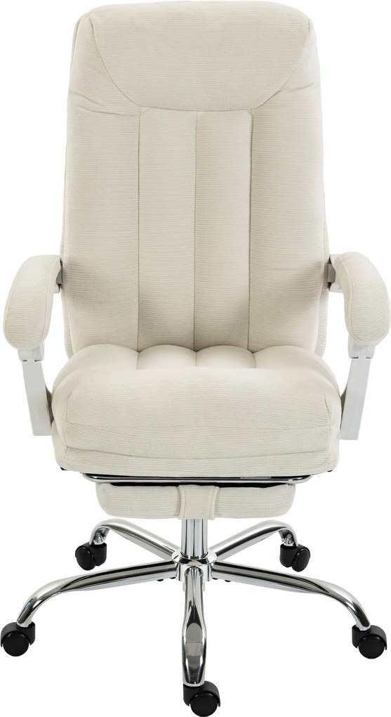 HOMCOM Cadeira de Escritório Ergonômica, Poltrona Reclinável em Chenille, Altura Ajustável, Apoio para Pés, Creme | Aosom Portugal