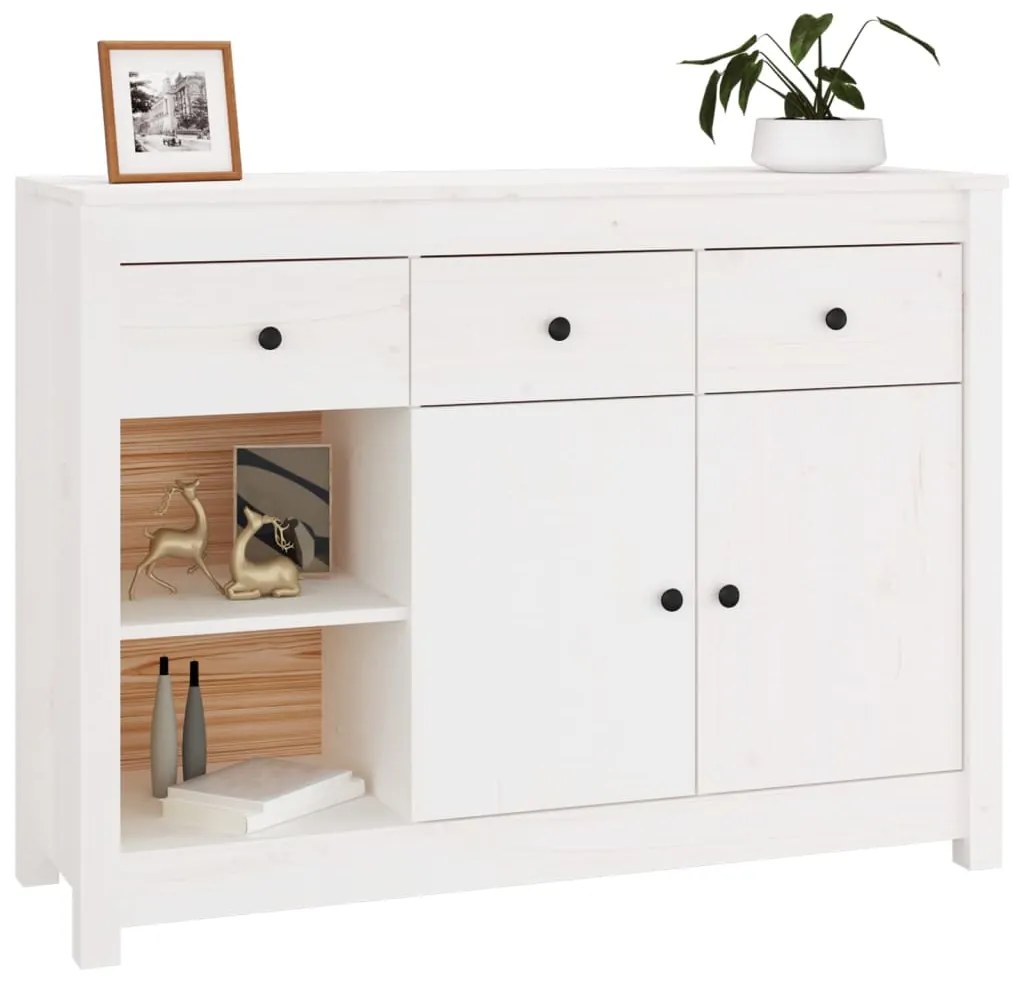 Aparador 100x35x74 cm madeira de pinho maciça branco