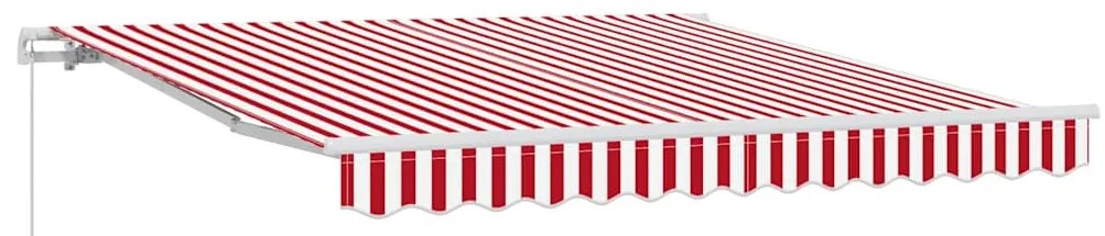 Toldo Retrátil Manual Listrado Vermelho e Branco 350x250 cm