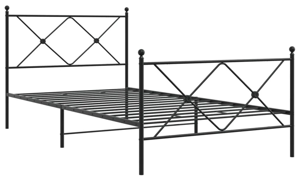 Estrutura de cama com cabeceira e pés 100x190 cm metal preto