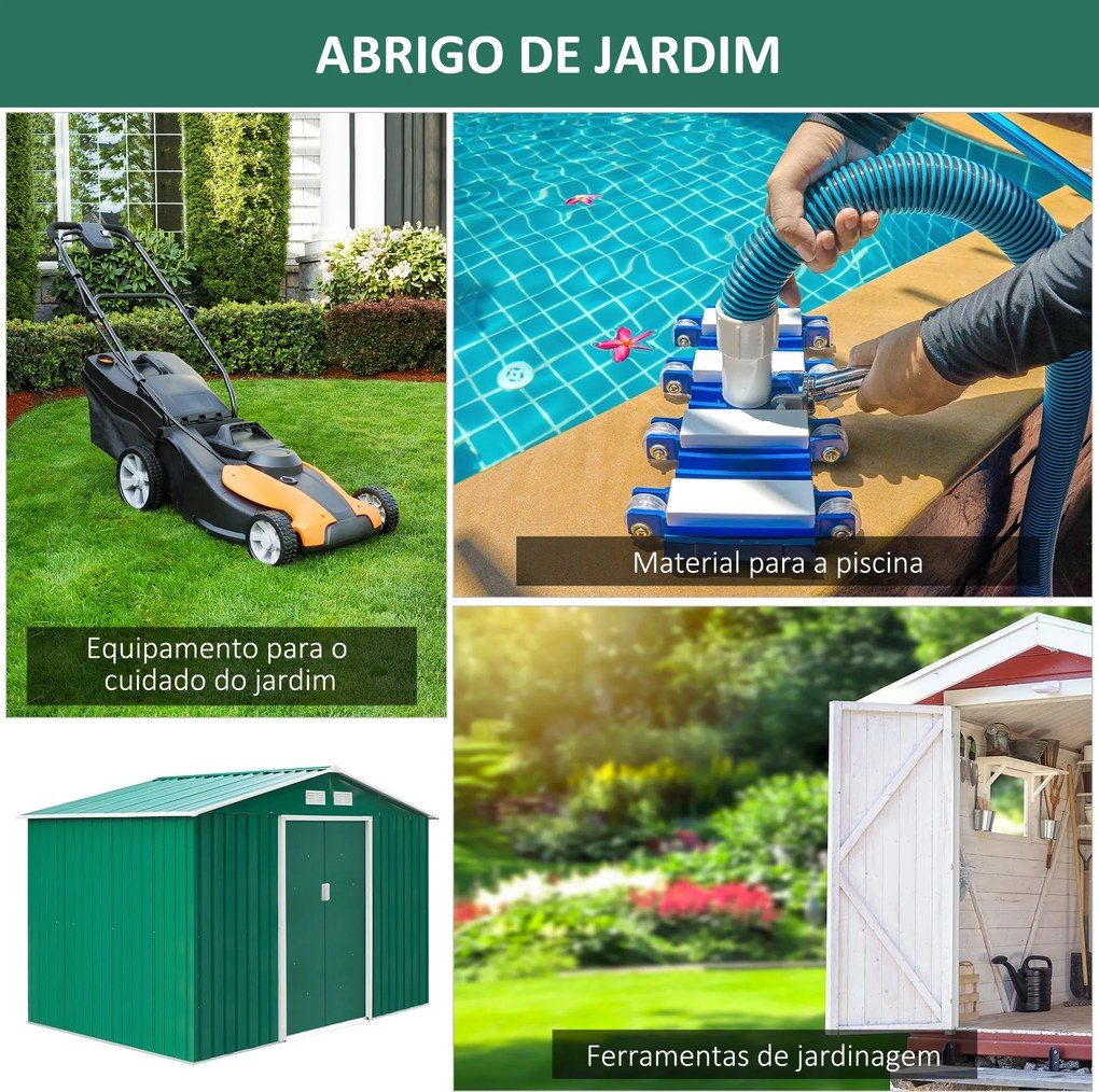 Abrigo de Jardim Exterior 4,83m² 277x195x192cm Abrigo de Jardim Metáli