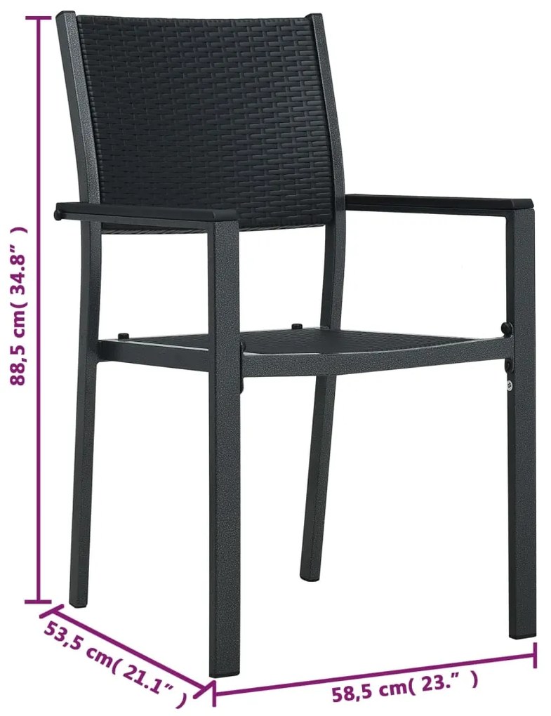 Cadeiras jardim 2 pcs plástico preto aspeto vime
