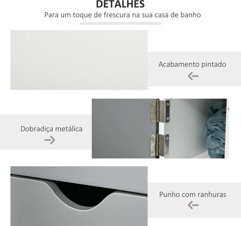 kleankin Coluna Casa de Banho com 2 Portas e 2 Prateleiras Abertas Col