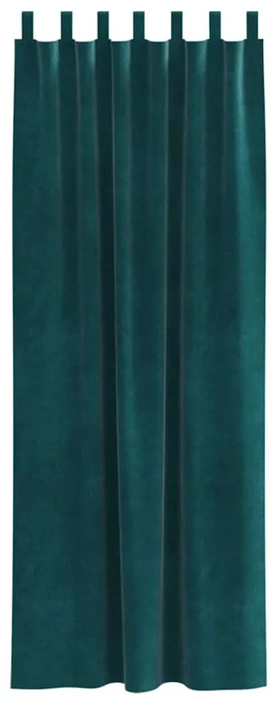 Cortinas Blackout vidaXL com Laços de Pendura 2 pcs Verde Escuro Velud