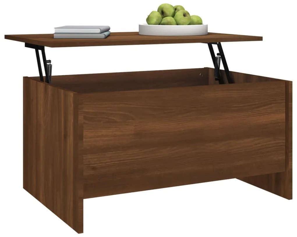 Mesa de Centro Beira Elevatória de 80 cm - Nogueira - Design Moderno