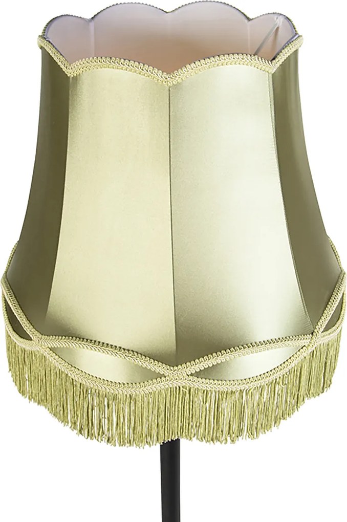 Candeeiro de pé inteligente preto com abajur verde granny incl. Wifi A60 - Classico