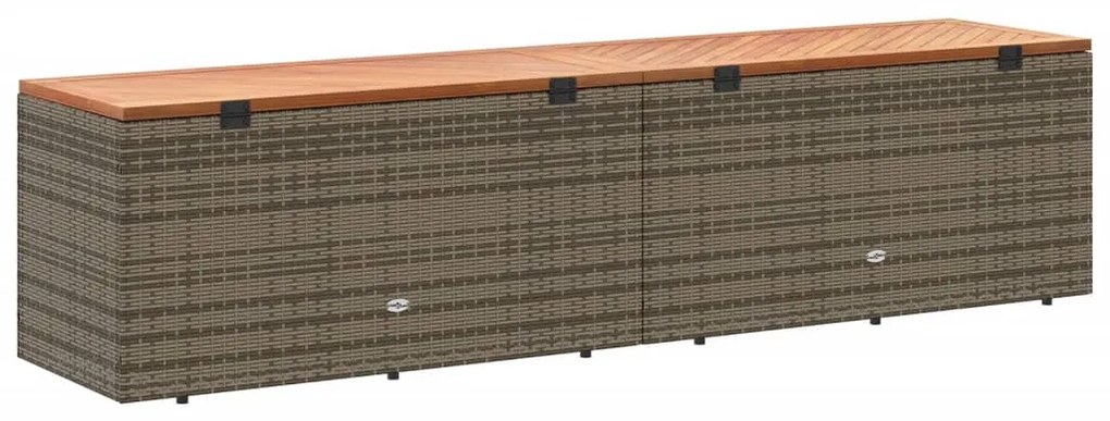 Caixa arrumação jardim 220x50x54 cm vime PE/acácia maciça cinza