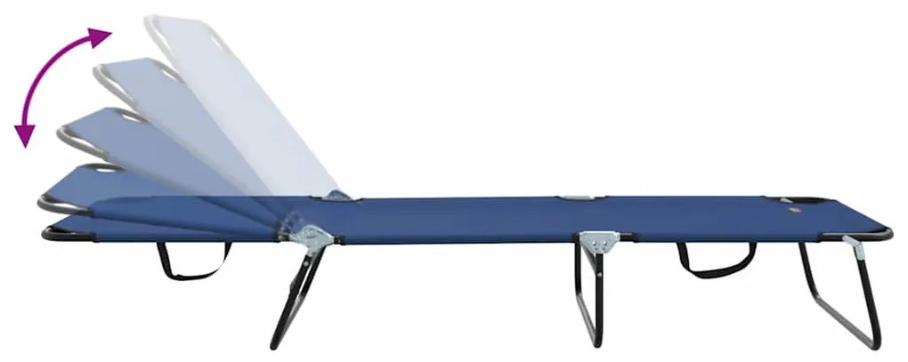 Chaise Longue Dobrável 2 pcs Azul Portátil em Tecido Oxford 600D