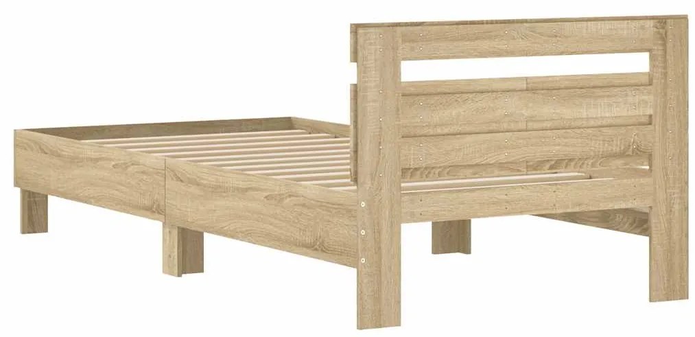 Cama sem colchão com cabeceira 100x200 cm carvalho sonoma