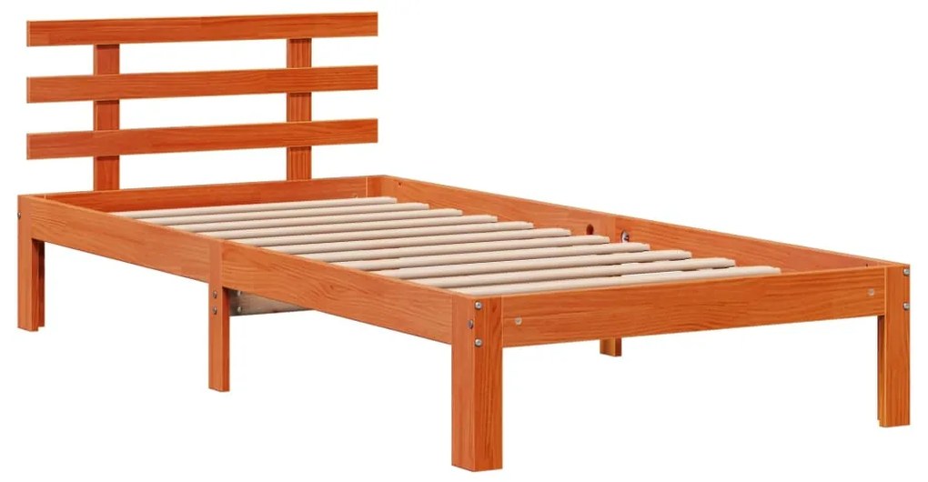 Cama c/ estante sem colchão 100x200cm pinho maciço castanho-mel