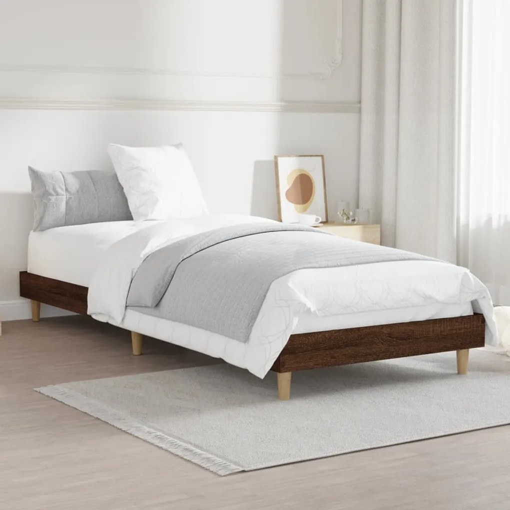 Estrutura cama s/ colchão derivados madeira carvalho castanho