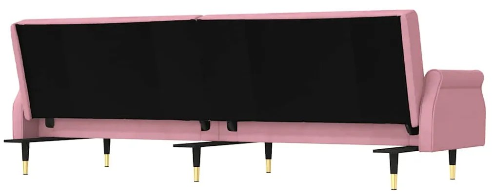 Sofá-cama com almofadões veludo rosa