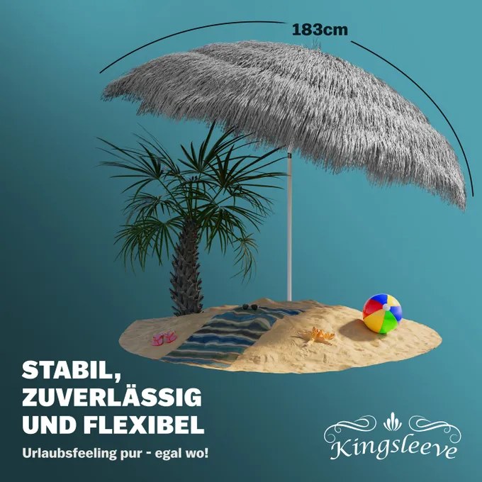 Guarda-sol Hawaii Ø160cm Proteção UV 30+ cinzento claro